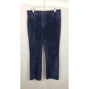 Isaac Mizrahi for Target Navy Blue Suede Genuine Leather Jean Pants 14‎ Casual